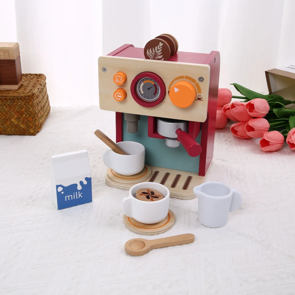 Holz Küche Pretend Spielen Spielzeug Simulation Holz Kaffeemaschine Baby Früh Lernen Pädagogisches Spielzeug Kind der Urlaub Geschenk