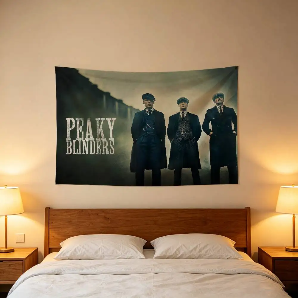 Classic Film Peaky B-Blinders Flags Wall Hanging Background Art for Bedroom Home Outdoor Decor