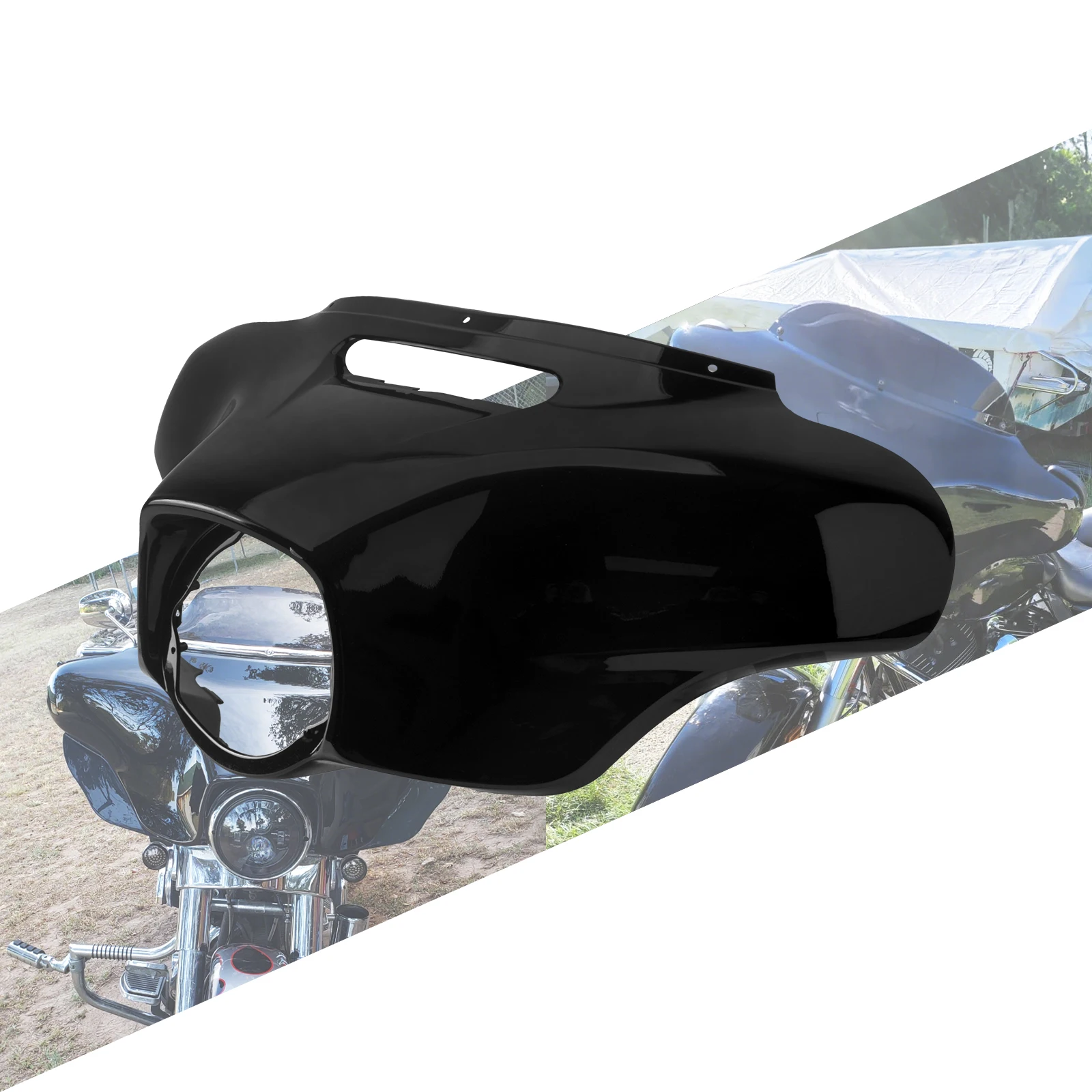 

Motorcycle Black Front Headlight Cover Fairing Batwing Outer Cowl Cover For Harley Touring Electra Glide Ultra Classic 2014-2019
