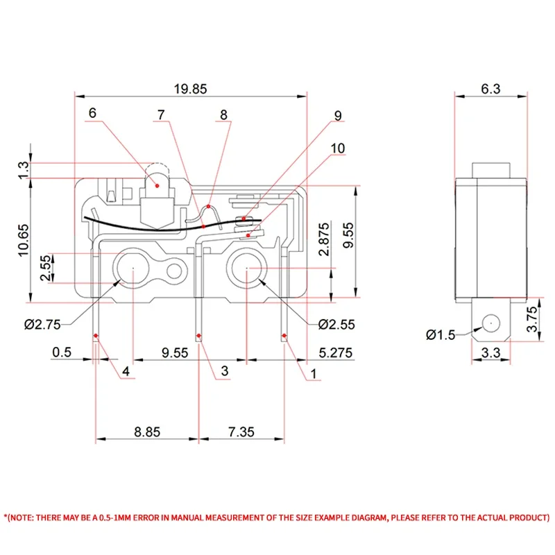 10/50/100PCS SS-5Gl NO/NC/Changeover  Subminiature Micro Switch, 2-Terminal  Pre-Wired 3-Terminal Micro Limit Switch