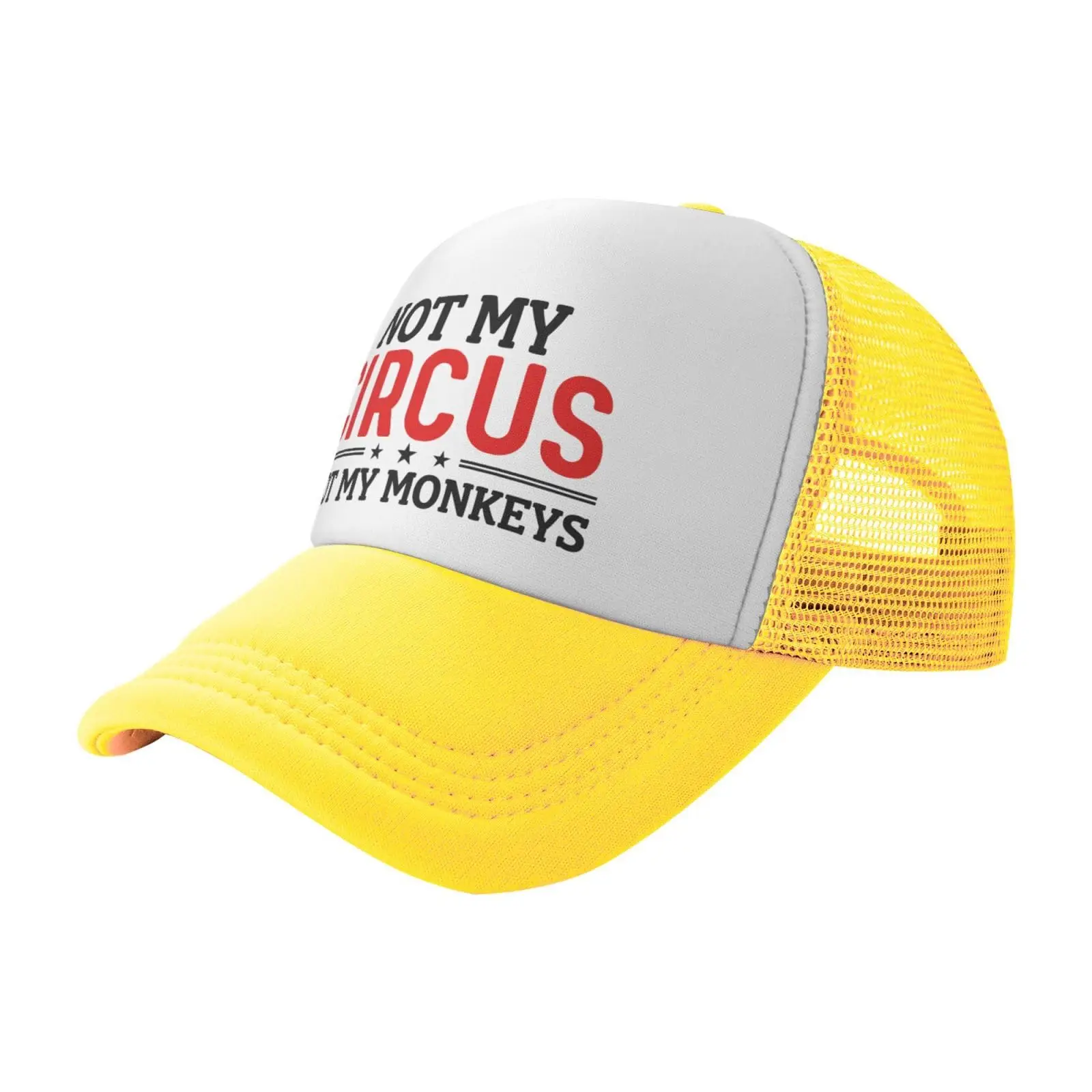 Not My Circus Not My Monkeys Trucker Hat for Men Baseball Hats Cute Trucker Cap Yellow