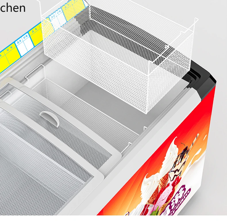 HTT ice cream ice cream cabinet transparent glass cover sliding door supermarket display freezer refrigerated freezer