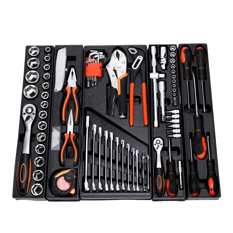 

Auto repair tool set Comprehensive tool box 85-piece set Three-layer iron box Quick wrench Dafei Xiaofei Combination sleeve