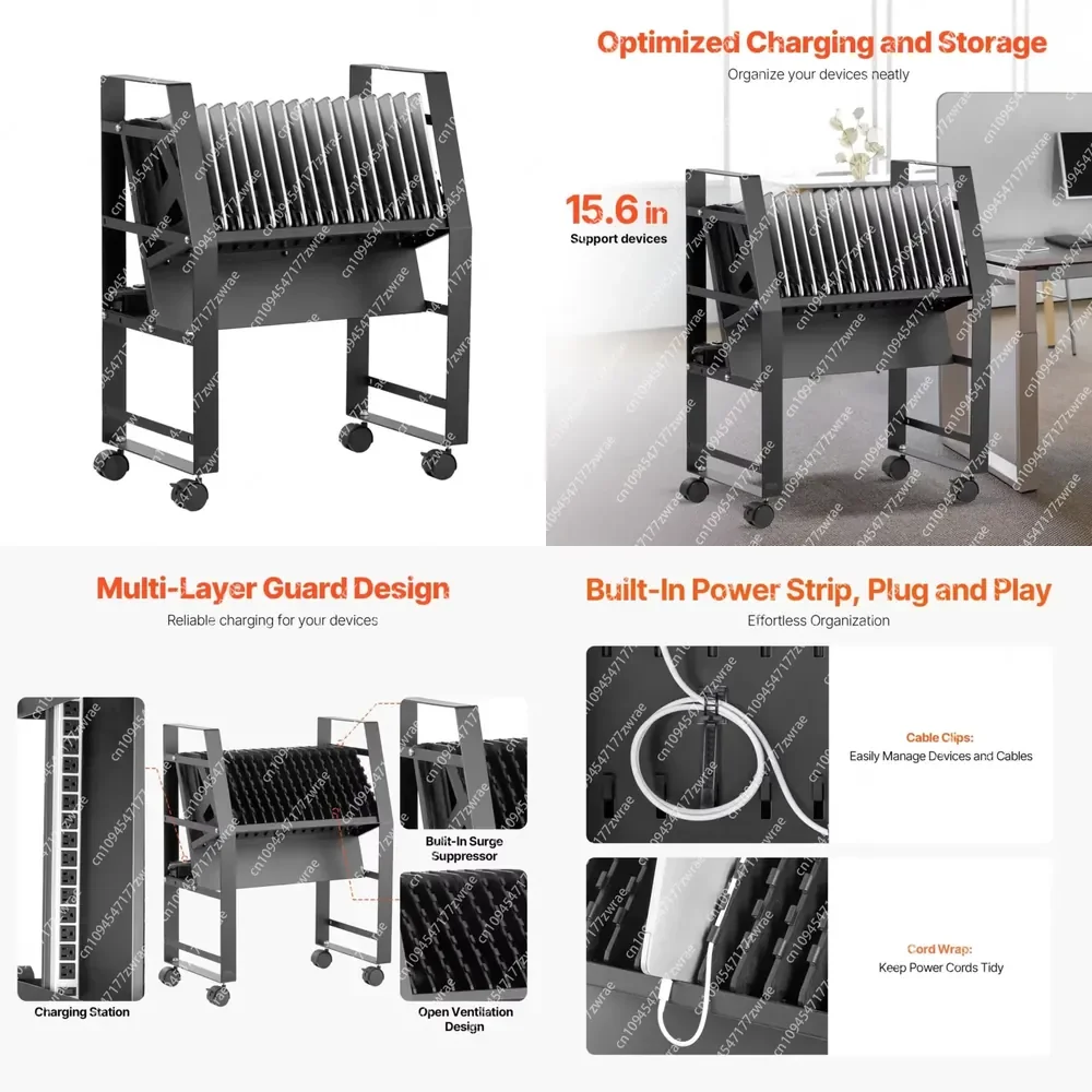 Office And Classroom Mobile Charging Cart For Tablet And Laptopm,with 16 Slots Open Charging Station, Up To 15.6 In Screen