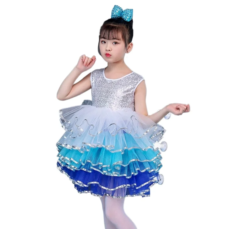 

Children's performance clothes Dance clothes Snow girls princess skirt gradual change tutu skirt cake skirt performance clothes