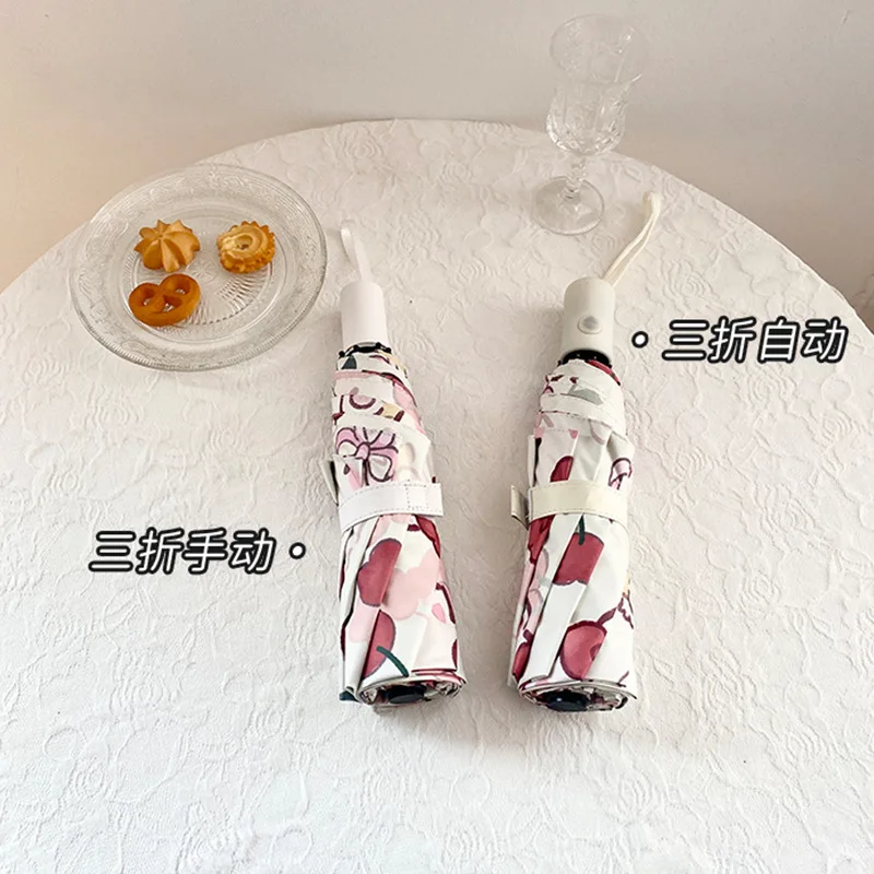 Sanrio Cute Hello Kitty Automatic Umbrella High Appearance Level Rain and Sun Umbrella Sun Protection UV Protection Umbrella