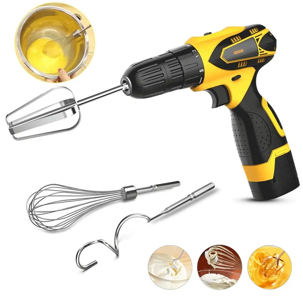 Stainless Steel Egg Beater Mixer Replaceable Multifunctional Egg Baking Tools Durable Electric Drill Accessories Butter