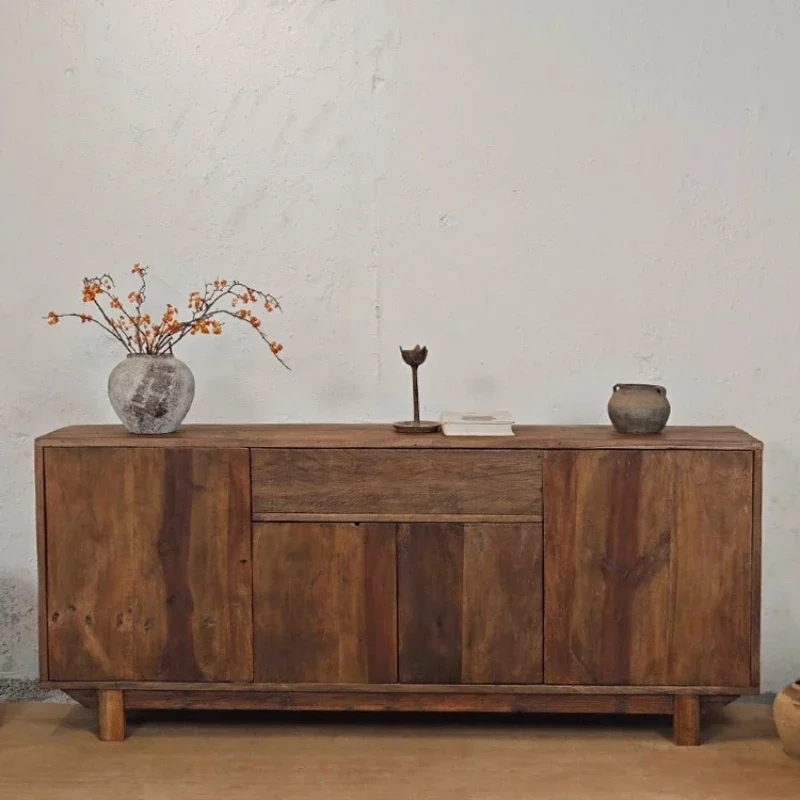 

04ld14Wabi-Sabi Style Vintage Sideboard Cabinet Solid Wood Storage Tea Cabinet Japanese Style