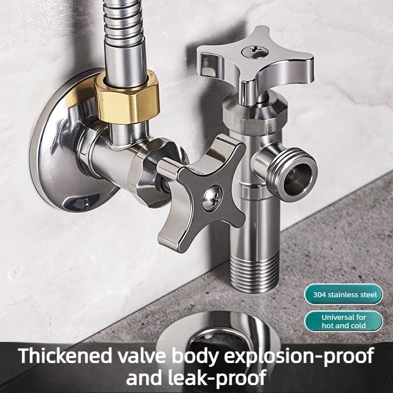 Stainless Steel Bathroom Quick Opening Triangle Valve Faucet Accessories Thickened Triangle Valve For Hot and Cold Water