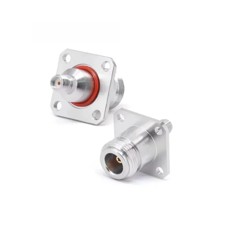 High Frequency Millimeter Wave N Female to N Female Adapter 4-Hole Flange Stainless Steel DC-18GHz RF Adapters
