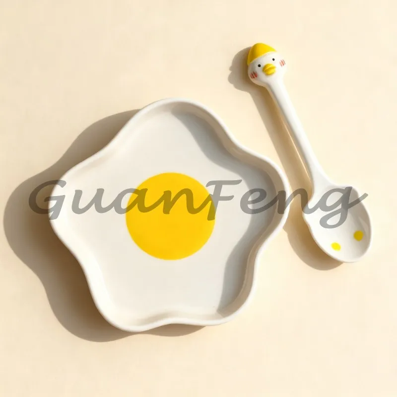 Ceramic plate cute omelette shaped fruit plate creative tableware