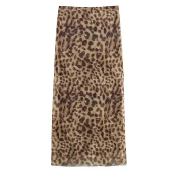 Gonna longuette in tulle leopardato da donna 2024 moda estiv...
