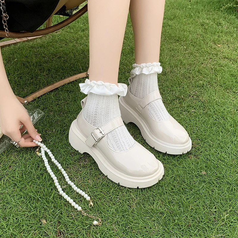 Lolita Shoes Japanese Mary Jane Shoes Women Vintage Girls Students JK Uniform Platform Shoes Female Cosplay High Heels Size 42