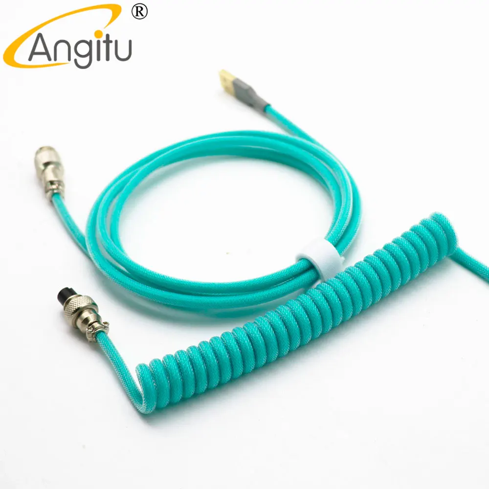 Angitu Custom Mechanical Keyboard Coiled USB Cable Spiral USB-Type C/Micro/Mini Reversed Cable Fast Charging With GX16 Aviator