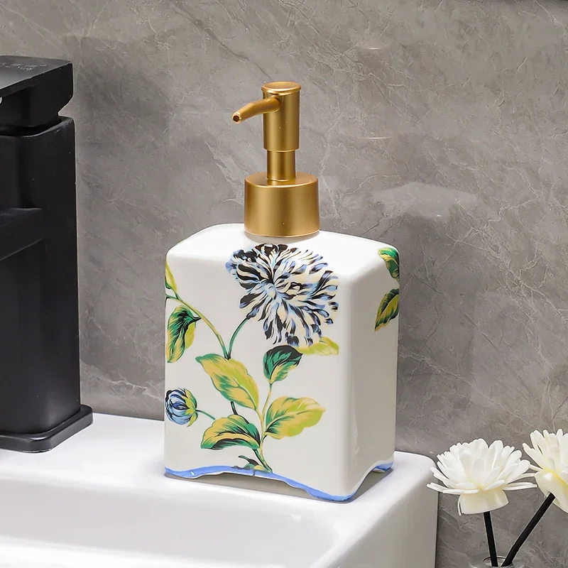 Ceramic Press Type Lotion Bottle Hand Sanitizer Shampoo Bath Gel Separate Bottle Hotel Home Bathroom Accessories