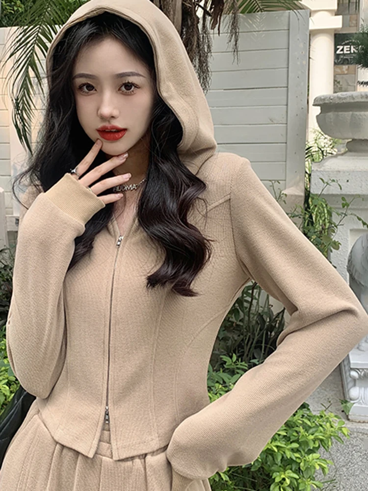 2023 Fashion Two Piece Sets Women Zipper Sweatshirts Coats With Loose Straight Pants Suits Casual Solid Hoodie Sportswear Sets