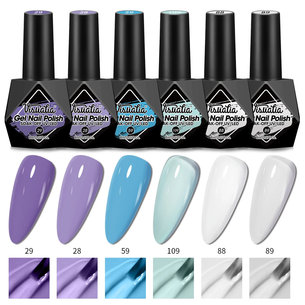 

Visuatia 6-Piece Diamond Bottle Gel Nail Polish Set - 2025 New Product, Includes Cute Pink and Brown Colors, Long-Lasting Saturation, Gentle Care for Nails, Perfect for Home Manicures, Also a Great Gift for Women 8ml