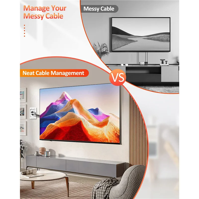 ABMH-3X Recessed Outlet Box In Wall Cable Management Kit 15A 125V Hide TV Power Cables & Low Voltage Wires Behind The Wall