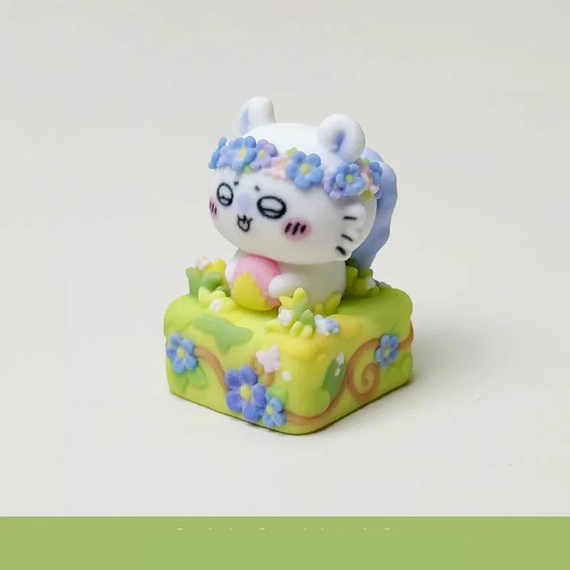 Chiikawa Hachiware Usagi Kawaii Anime Cartoon Keycap Spring Day Sea of Flowers Single Three-dimensional Machine Keycap Gift view 6