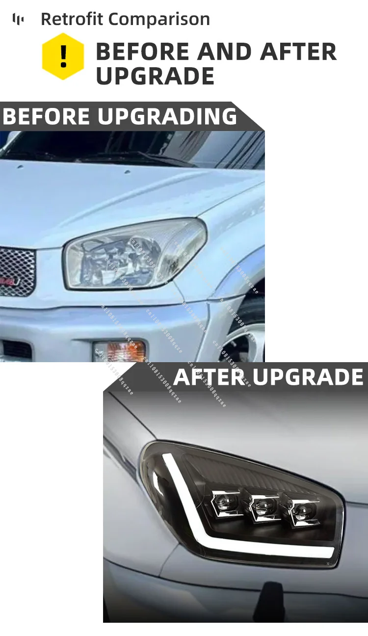 YU GUANG for T、oy。ota RAV4 Accessories 2000 2004 LED Headlights Head Lamp Upgrade LED Dual Lens Front Projectors Headlamp