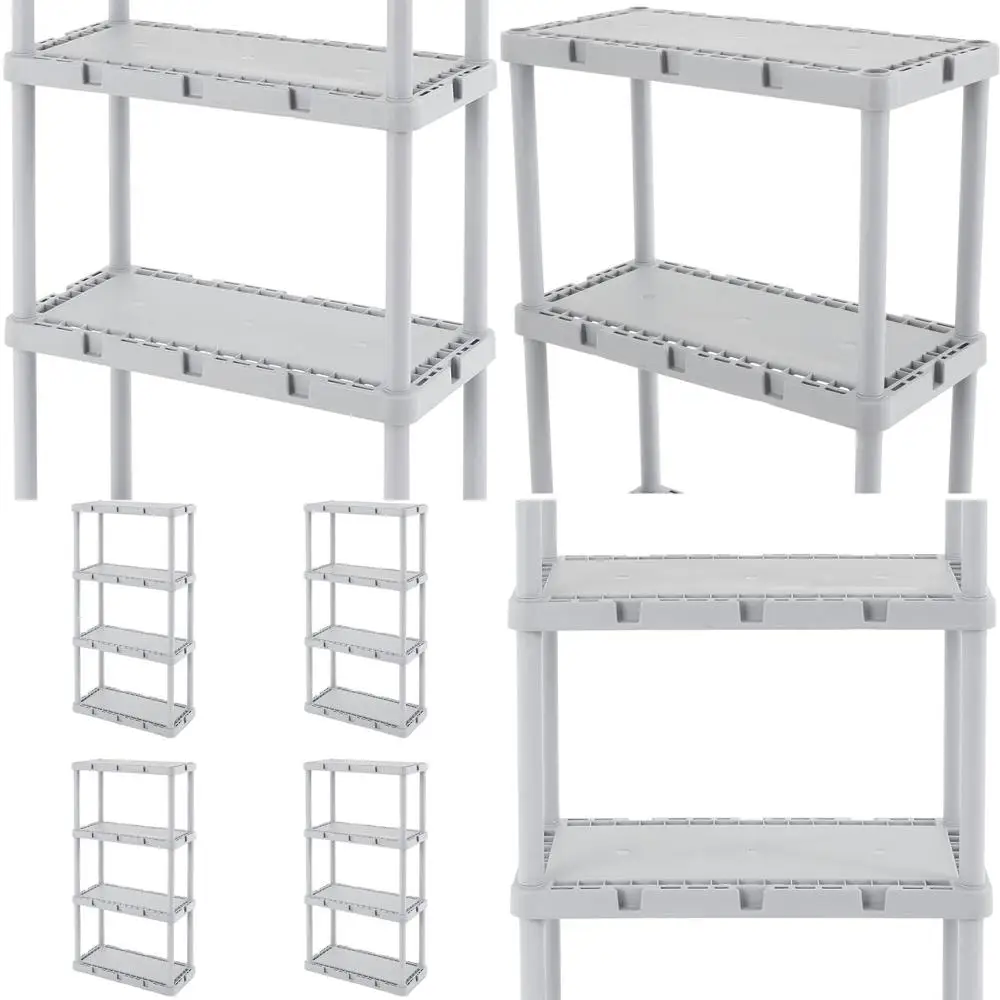 

4-ярусный легкий стеллаж, органайзер KNECT-A-Shelf для дома, гаража и прачечной, серый