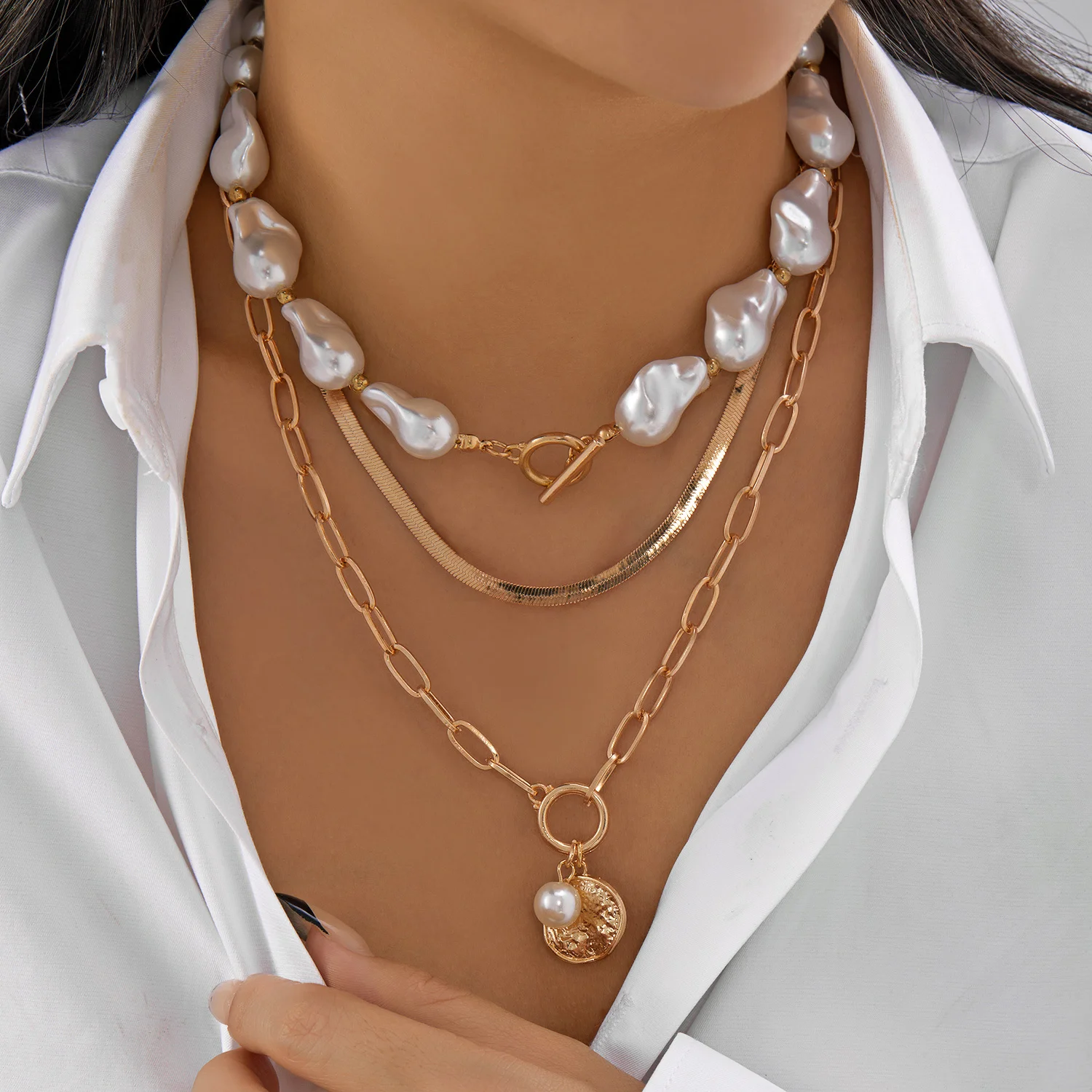 New Elegant Imitation Pearl Be - Pearl Choker Necklace Vintage recension och pris