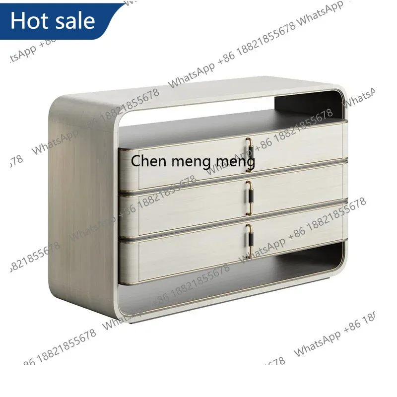 03 s51 Italian minimalist dining side cabinet solid wood bedroom three buckets arc storage dressing cabinet