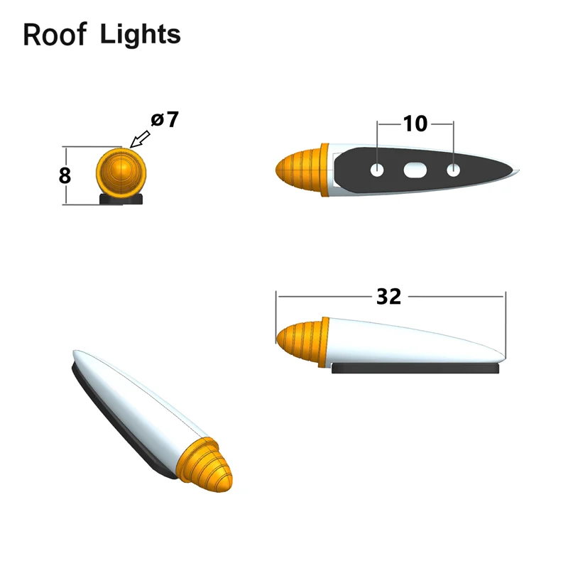 2pcs ABS Plastic The Width Light 3v Roof Lamp for 1/14 Tamiya RC Dump Truck SCANIA 770S R620 VOLVO BENZ Arocs MAN TGX LESU Car
