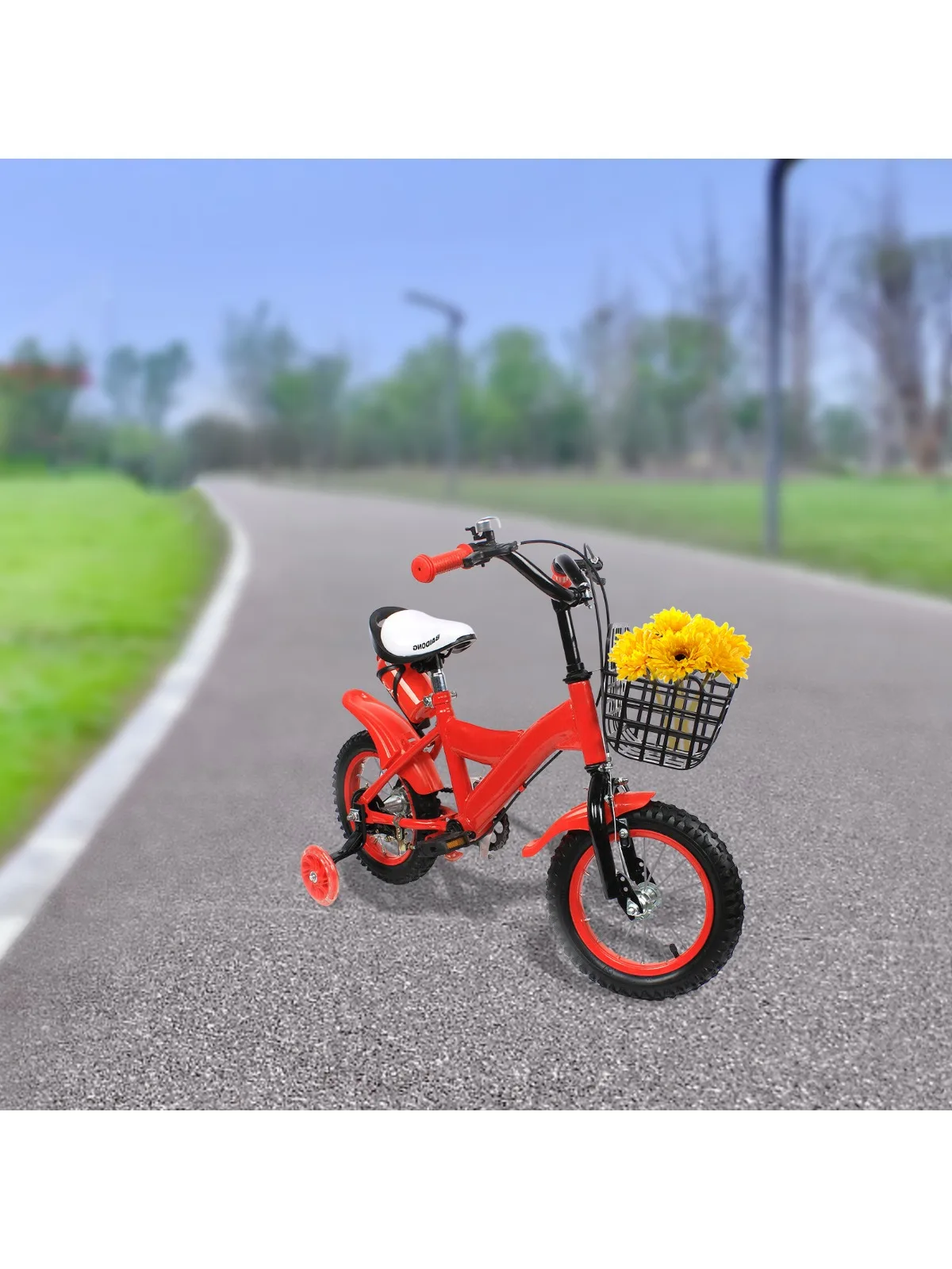 AliExpress NONE 12inch Children Bicycle with Stabilisers for 2-4 Years Old Kids, Carbon Steel Beginner Bike Height Adjustable Cycle with Fenders