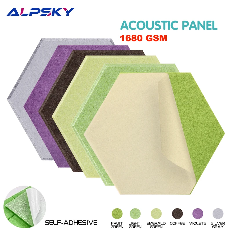 6Pcs Hexagon Polyester Wall Panels Strong Sound Proof Soundproofing Self-adhesive Acoustic Panel For Living Room Home Wall Decor