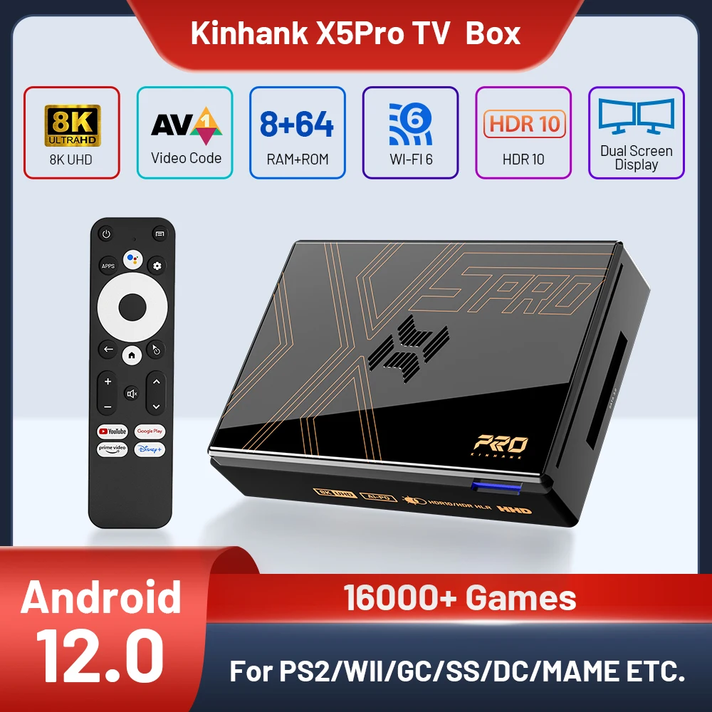 Super Console X5Pro Smart TV Box met Android12 OS 8K@60FPS 4K@120PFS 8G+64G 2.4G & 5G Dual Wifi 1000M Ethernet HD Movie Player