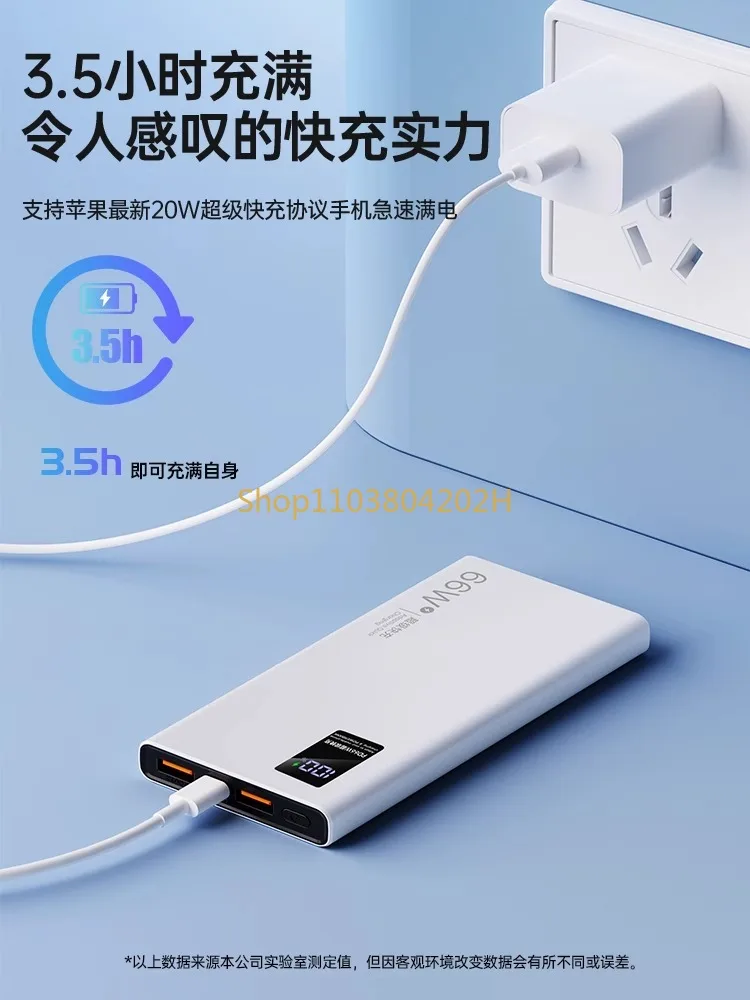 Super Fast Charge Power Bank, Large Capacity, Ultra-Thin, Portable Outdoor Power Bank, 66W, 20000 MA