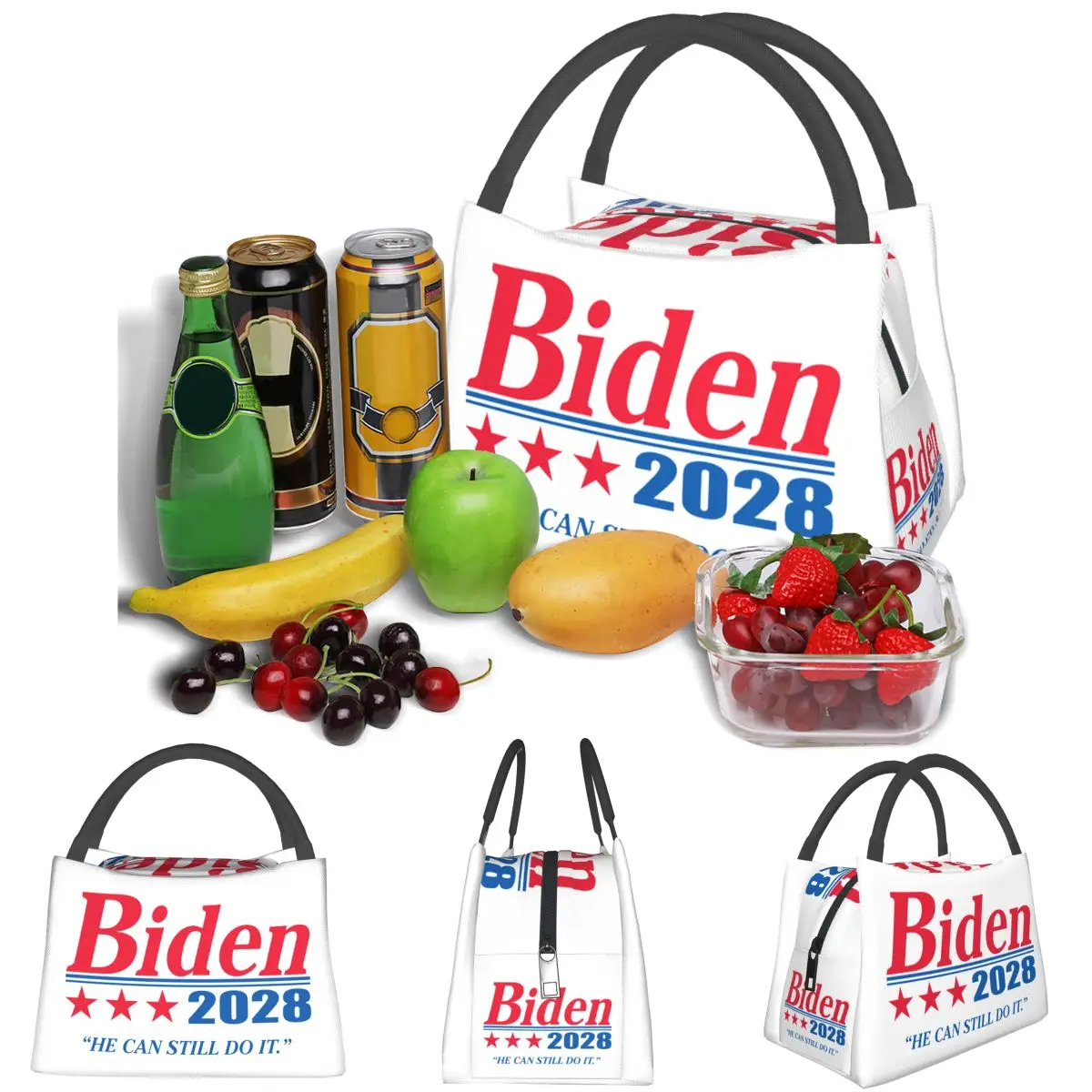 Biden 2028 Lightweight Handheld Insulated Lunch Bag Large Capacity for Adults Students Travel Picnic