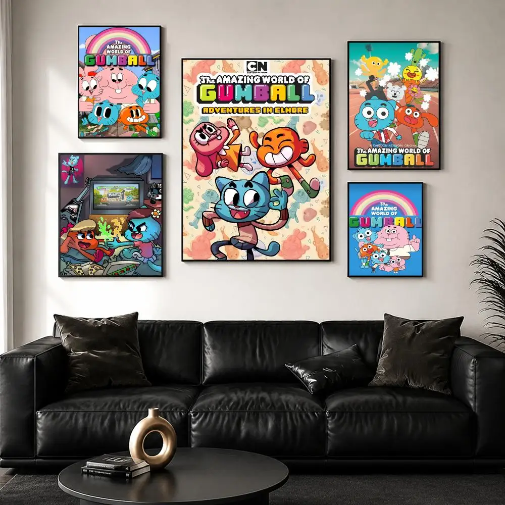 T-The Amazing World of Gumball Poster Perfect Sticker Self Adhesive for Office Home Theater Wall Art Decor Fancy Gift