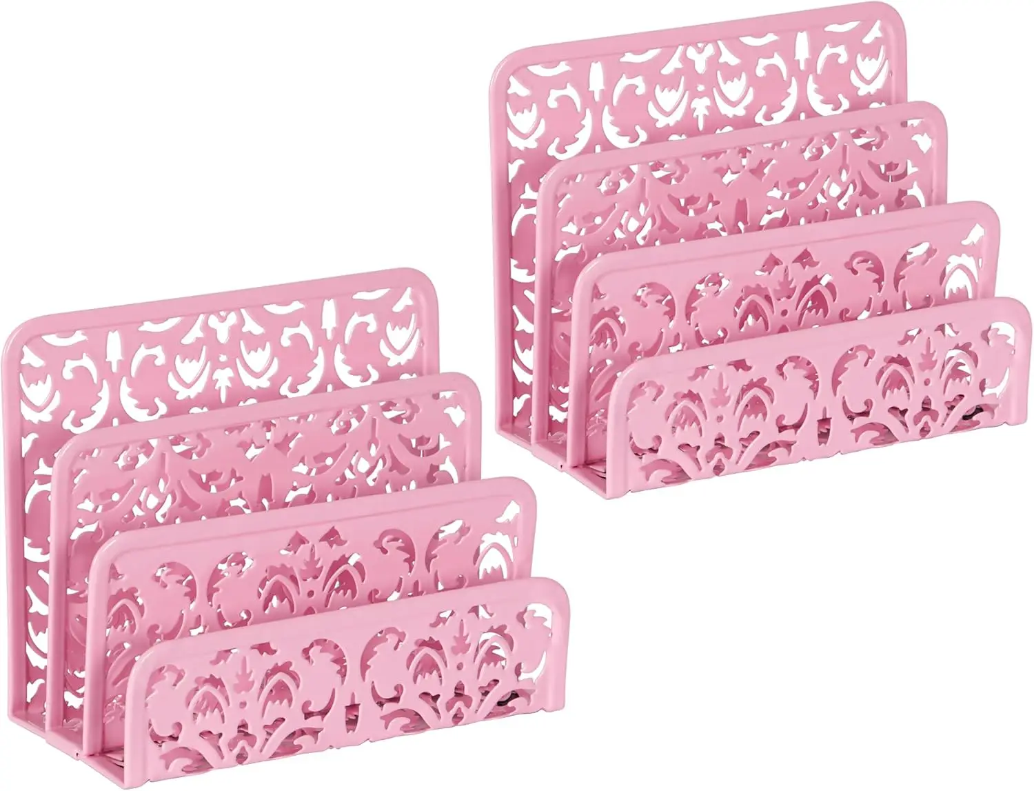 

Pink 3-Slot Vertical Mail Sorter for Office, Home, and School - Organize Envelopes Easily on Desk