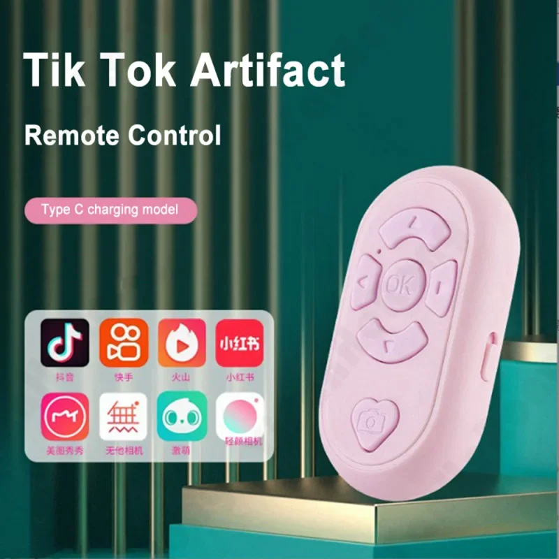 Universal Remote Control Wireless Bluetooth Selfie Video Controller Button Rechargeable Type-C for Android Ios Compatible Remote