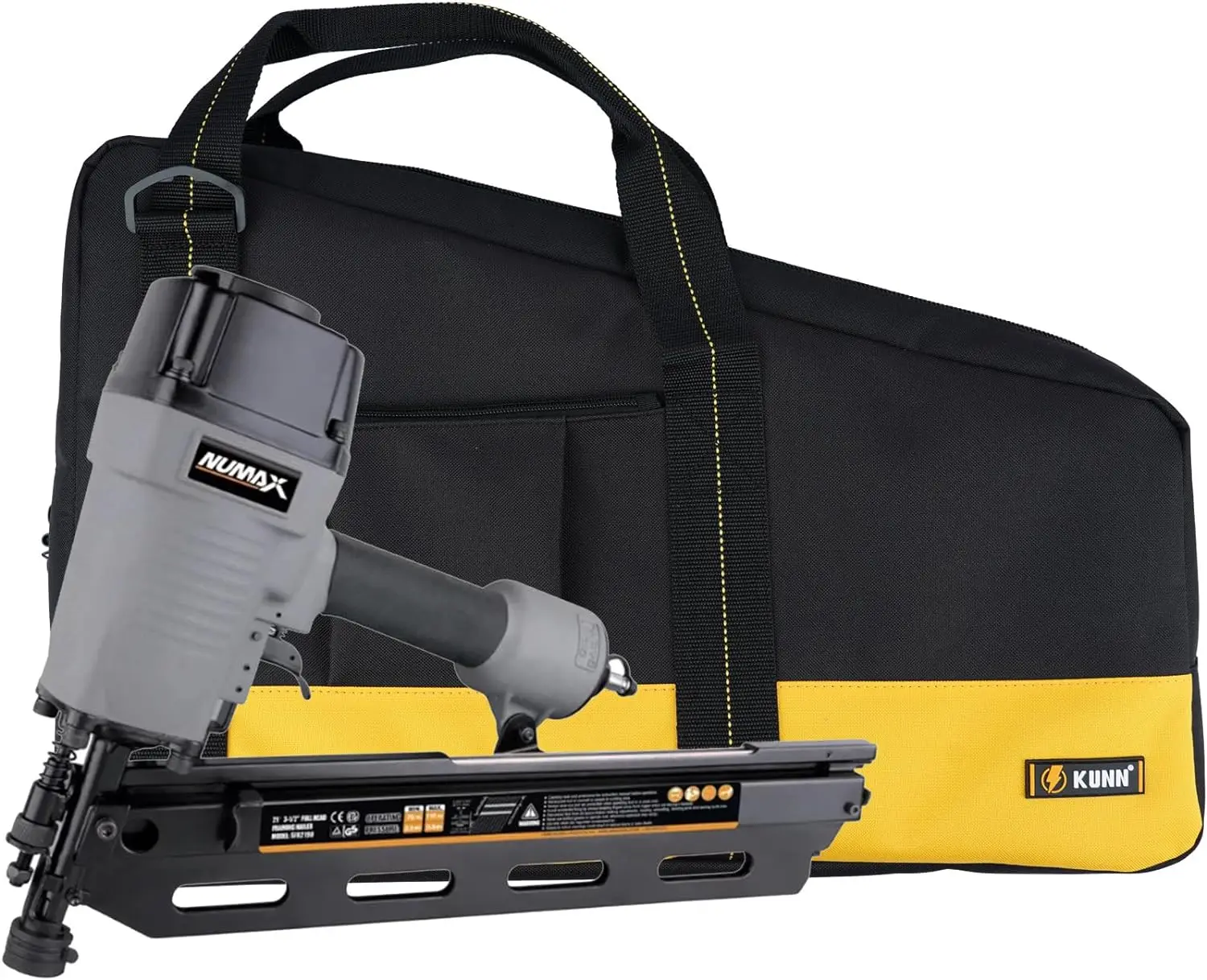 KUNN Framing Nailer Bag with Adjustable Shoulder Strap,Dual Lockable Zipper,Extra Pockets for Hitachi NR83A,NuMax SFR2190