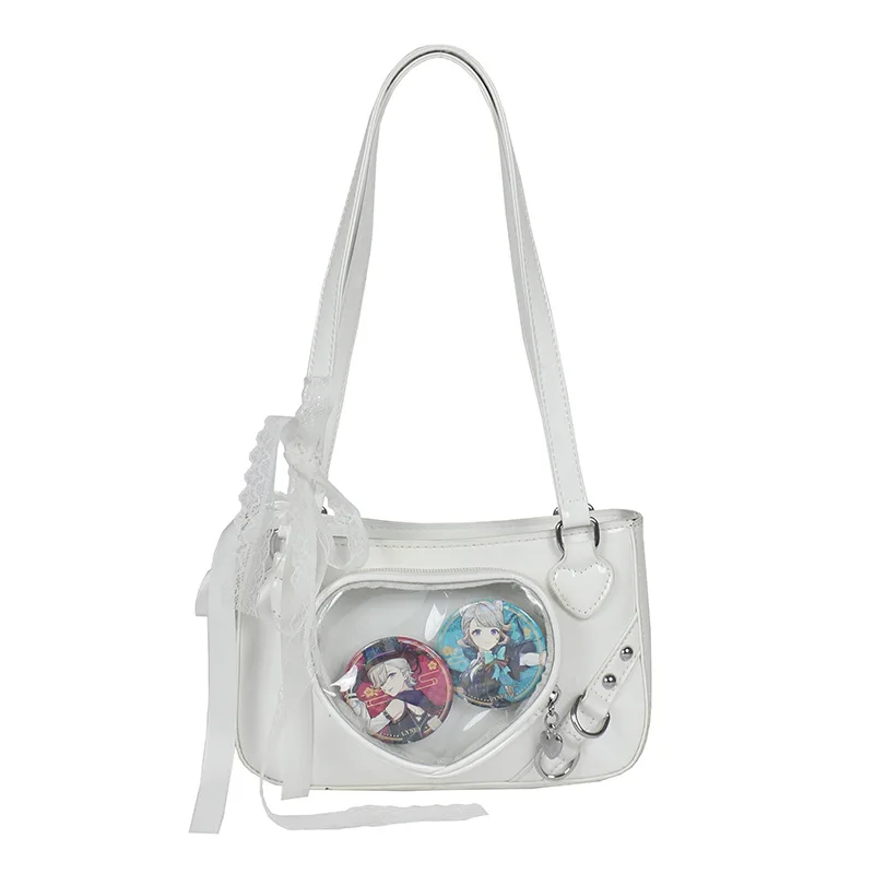 Teenage Spice Girl Ita Bolsos Mujer Bow Love Heart Transparent Bag Jk Shoulder Bags Underarm Sac Femme Crossbady Bolsas