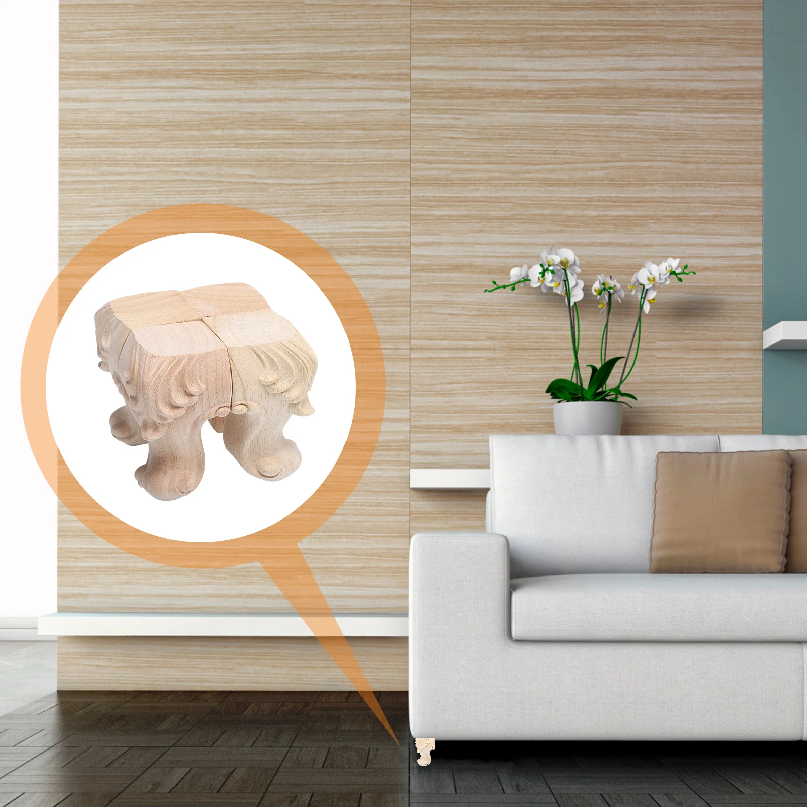 

Solid Wood Furniture Leg Accessories 4pcs Decorative Sofa Legs Handcrafted Carved Table Supports