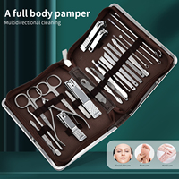 26pcs Professional Nail Clippers Pedicure Kit Nail Cutter Scissor Cuticle Nipper Nails Tool Foot Face Grooming Kit Manicure Set