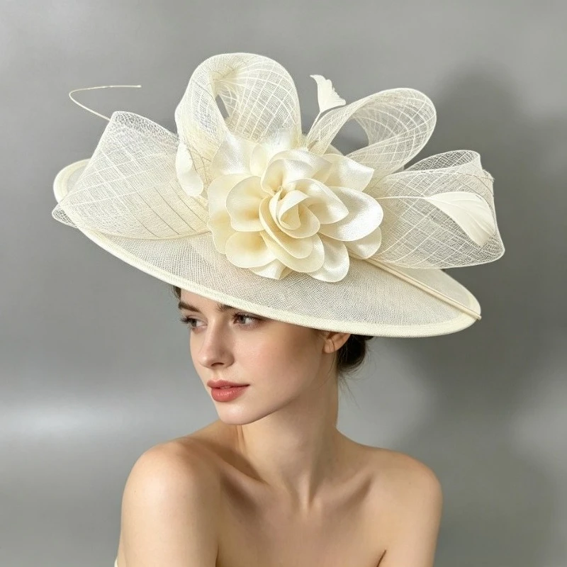 Wedding Flower Derby Big Fascinator Hat Hair Clip Women Royal Ascot Headpiece Women Tea Party Millinery Cap Headband Race Hats