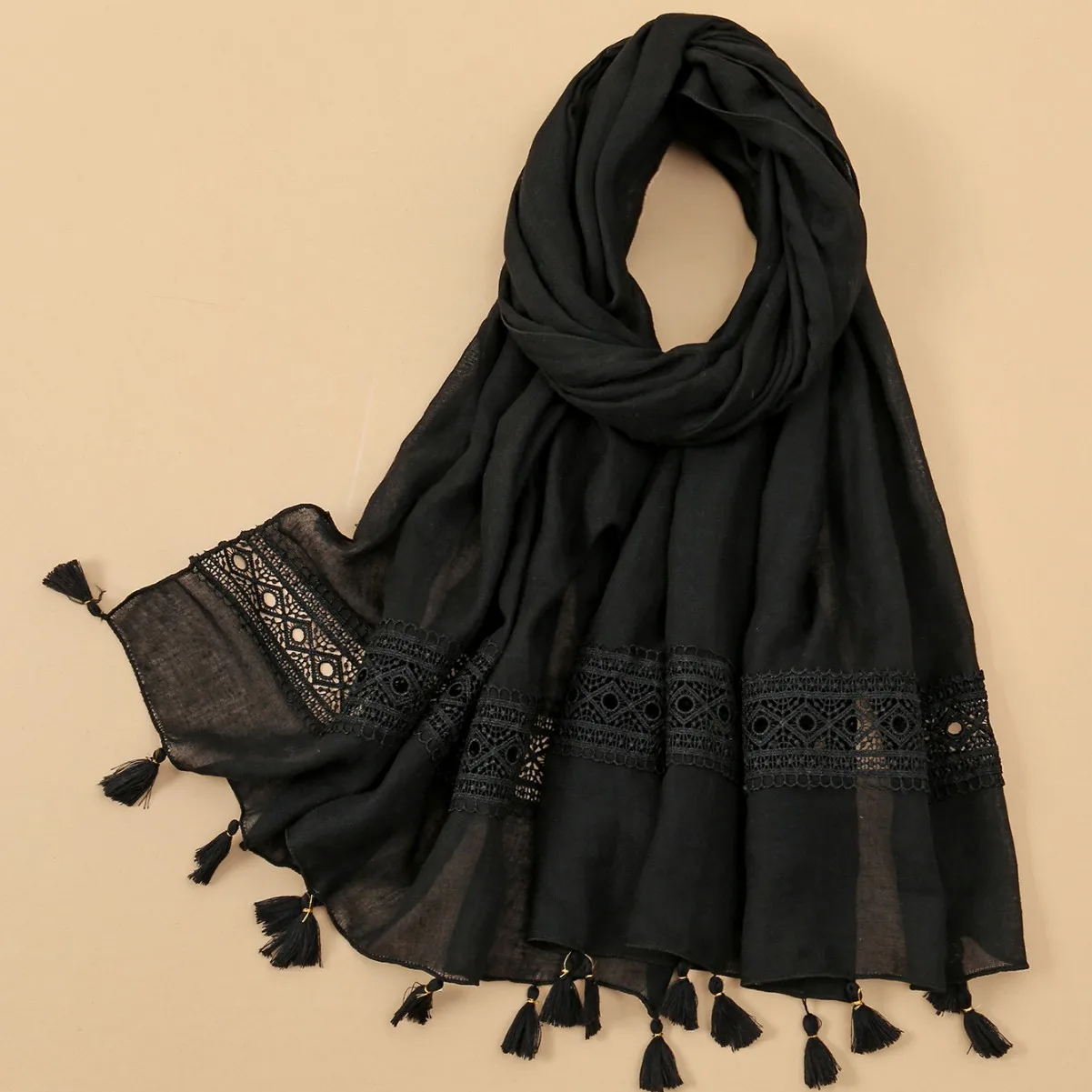 

Soft Cotton Scarf Shawls Muslim Large Hijab Tassels Wraps High Quality Headband Long Scarves Bufanda Foulard Turbante Bandanas