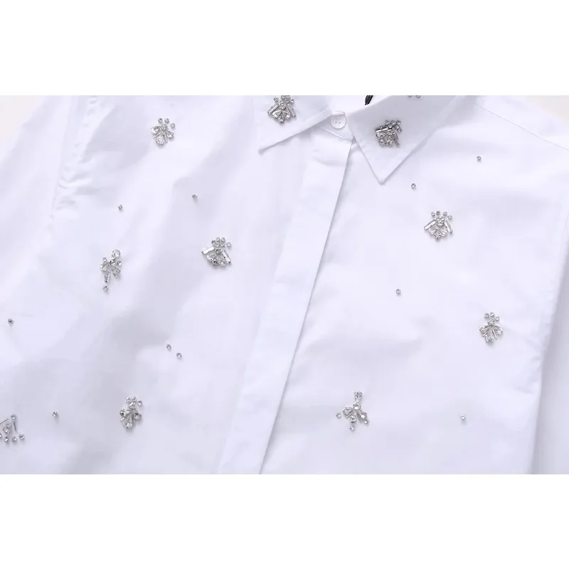 2024 Summer Women's Fashion White Shirt with Lapel Cut-out Slim Shirt Women's Casual Street Wear