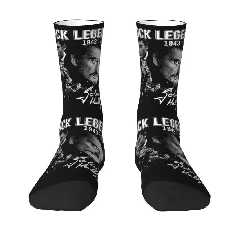 

Custom Fashion Men's Johnny Hallyday Dress Socks Unisex Comfortable Warm 3D Print France Rock Singer Crew Socks