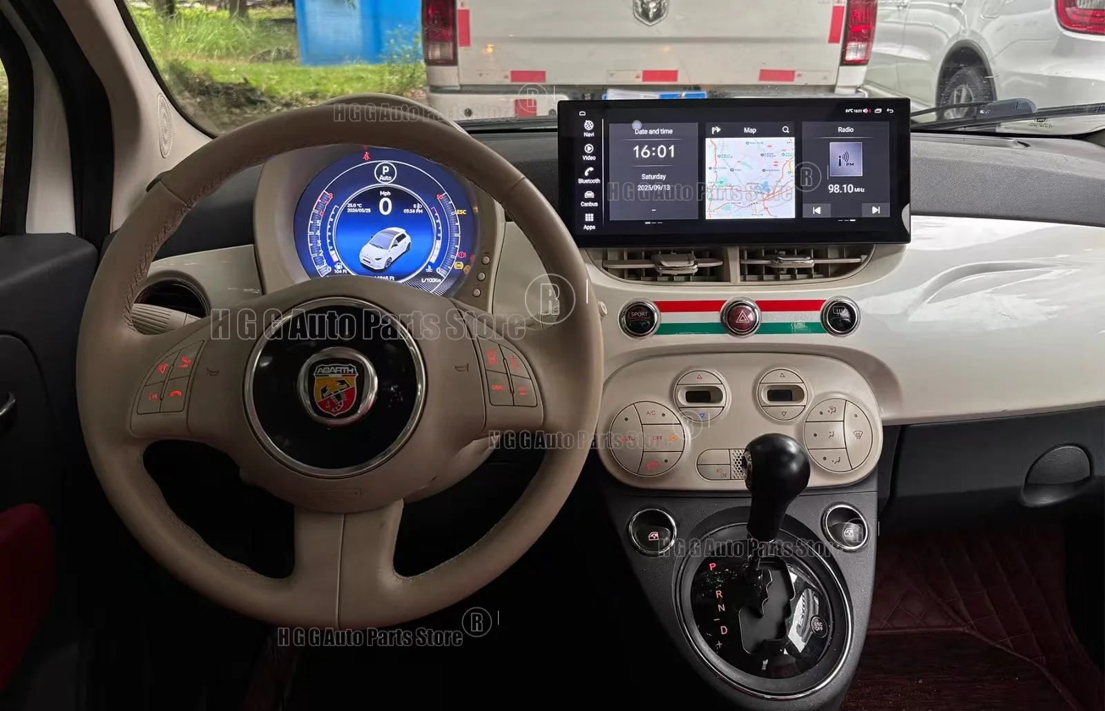 LCD لوحة القيادة العنقودية الرقمية لشركة فيات 500 2007-2024 سلسلة سيارة نظام تحديد المواقع نافي راديو أندرويد 14 مشغل وسائط متعددة فيديو CarPlay ستيريو #6