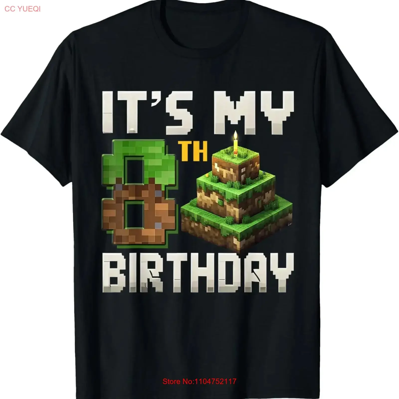 8th Birthday 8 Year Old Boy Gamer Pixel Number T Shirt  vintage Washed Versatile streetwear Casual Unisex homme graphic