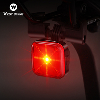 WEST BIKING Bicycle Rear Light Quick Release High Visibility Square Taillight Type-C Rechargeable Bike Rear Flashing LED Light