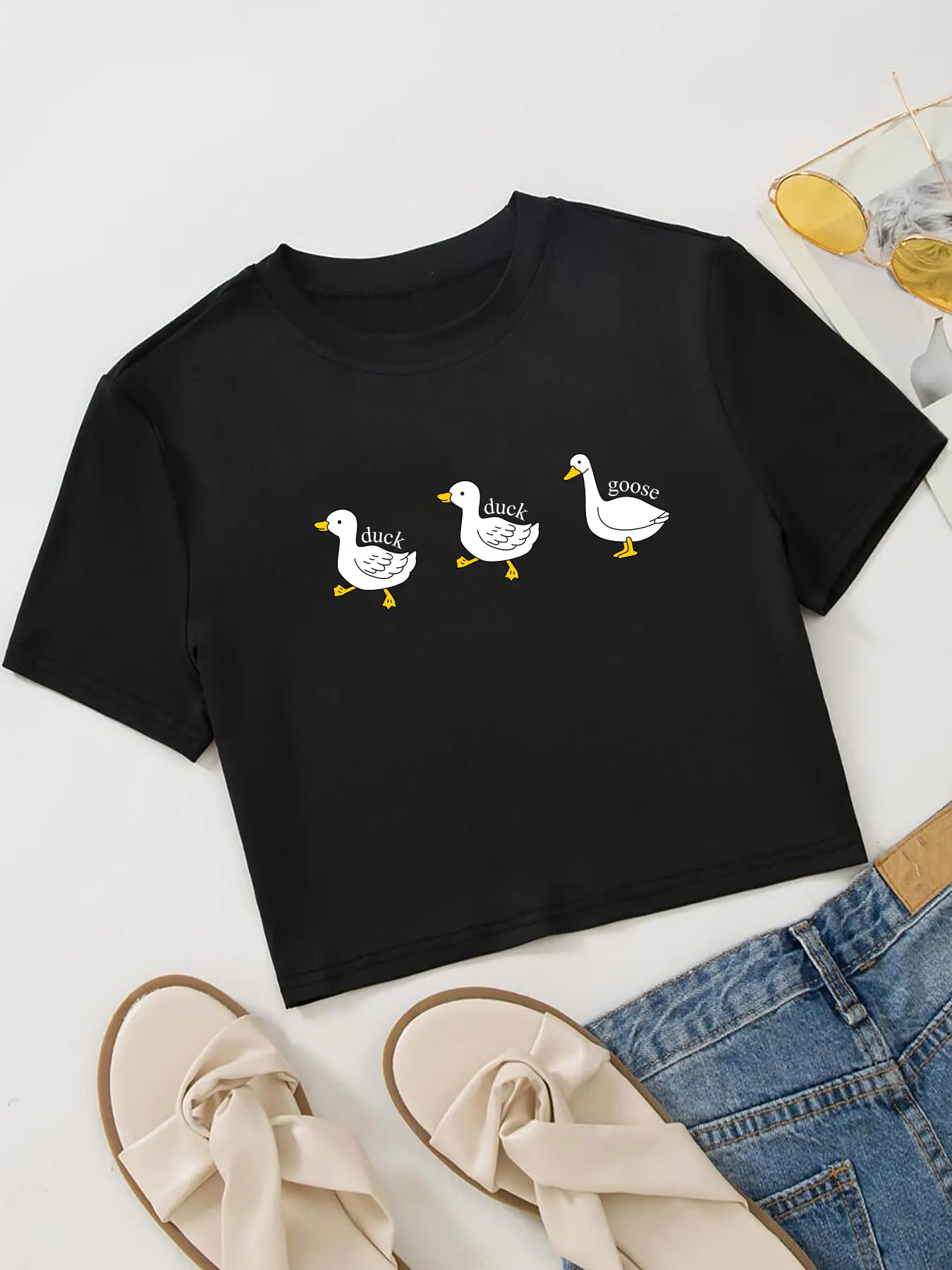 Ducks Funny Print Crop Top Duck Shirt Duck Mom Shirt Duck Lover Gift