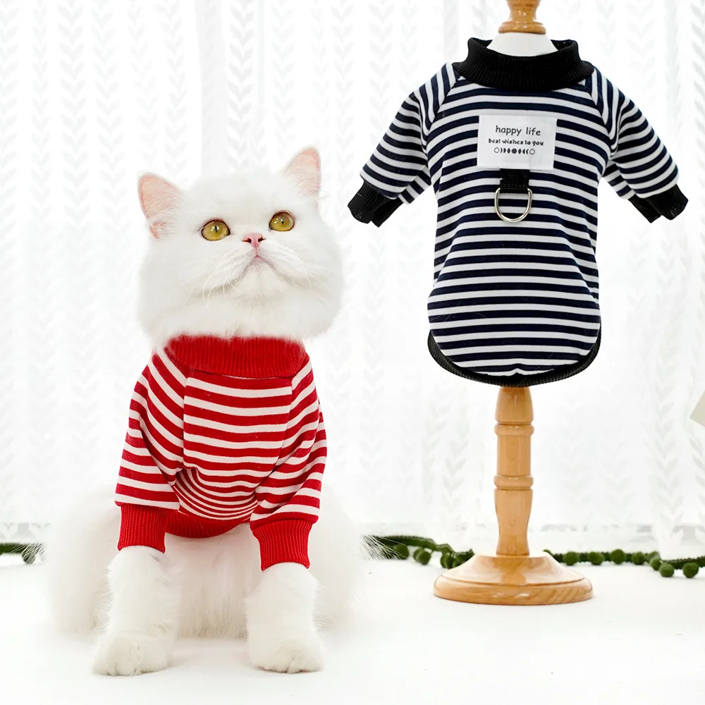 Pet Dog Hoodies Autumn Winter Warm Dog Clothes for Small Dogs Kitten Puppy Costumes Pet Striped Dog Shirt Chihuahua Sweatshirt