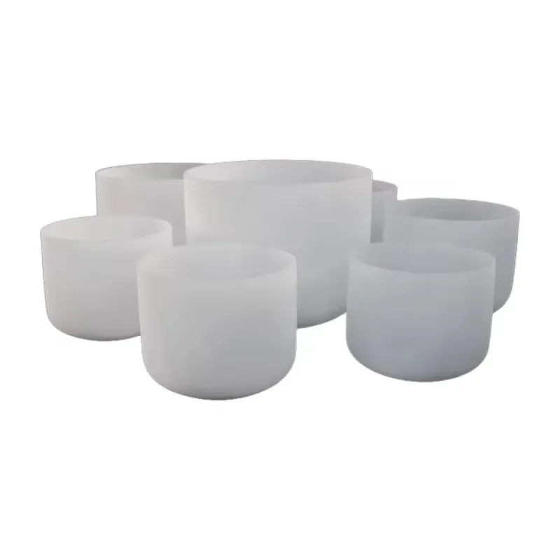BEST Frosted Crystal Singing Bowls Set Of7 Sound Healing7'' -14''perfect Pitch C D E F G a B Notes 432HZ440HZ Chakra Quartz Bowl